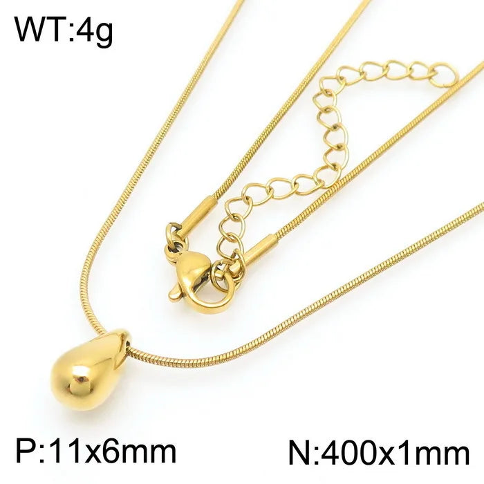 REBEL High-quality Fashion Chubby Water Drop Stainless Steel Hollow Earrings Necklace Charm Temperament Jewelry Set
