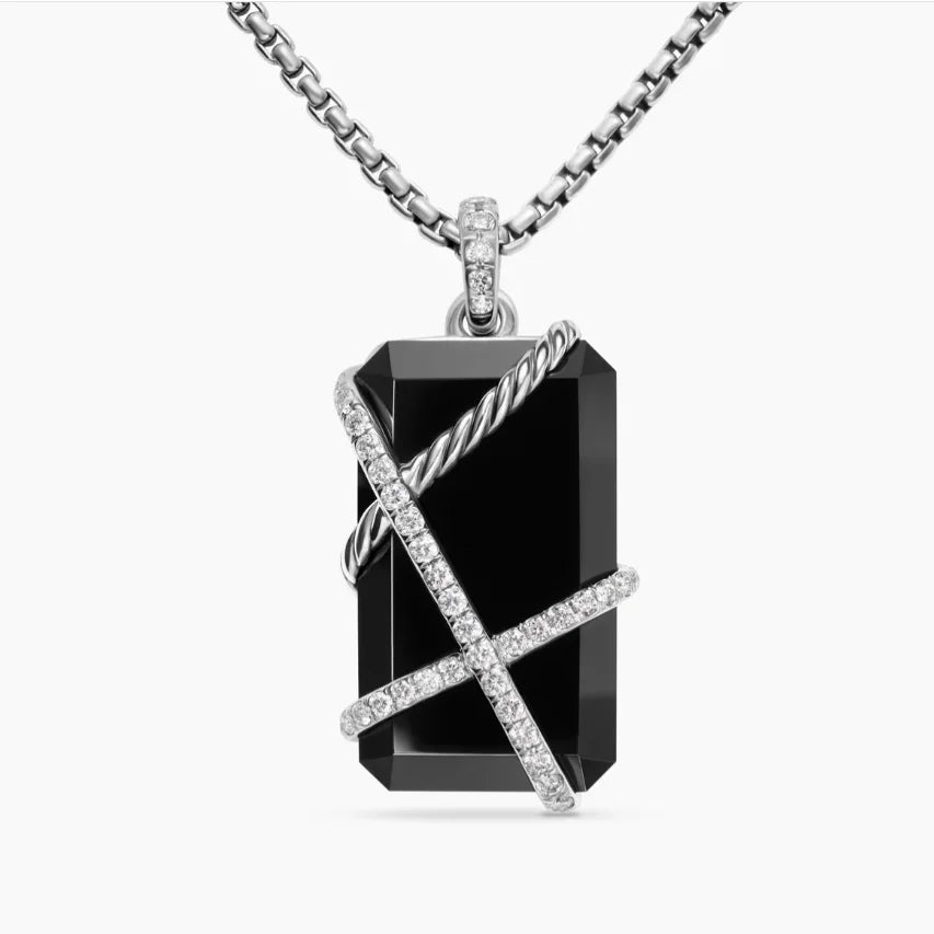 Gemfiori DY High-Quality Silver-Plated Diamond-Embellished Necklace, Colored Gemstone Necklace. Jewelry .