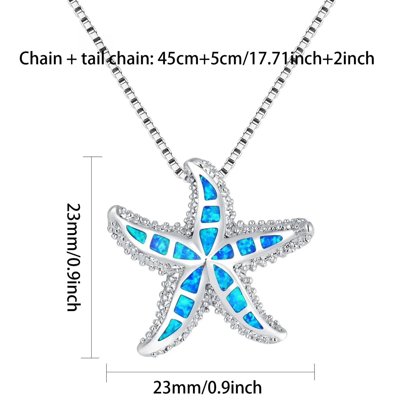Aobao Christian Opal Silver Plated Copper Box Chain Star Minimalist Women's Necklace Gift