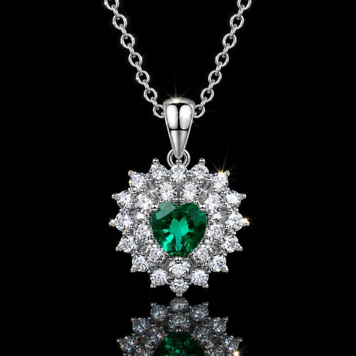 GRA Certificate 925 Silver Pendant Set  VVS1 Lab-Grown Diamond Luxury Pendant Holiday Gift Emerald Style Pendant Set
