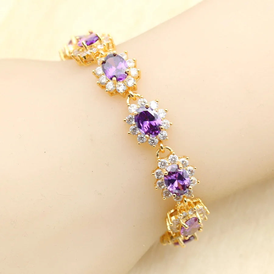 XOTICA 18k Gold Jewellery Set for Ladies Zircon Earrings Necklace Pendant Ring Bracelet Gift for Wedding Occasions