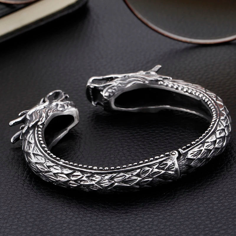 KALEN 316L Stainless Steel Punk Cool Man Dragon Cuff Bangle