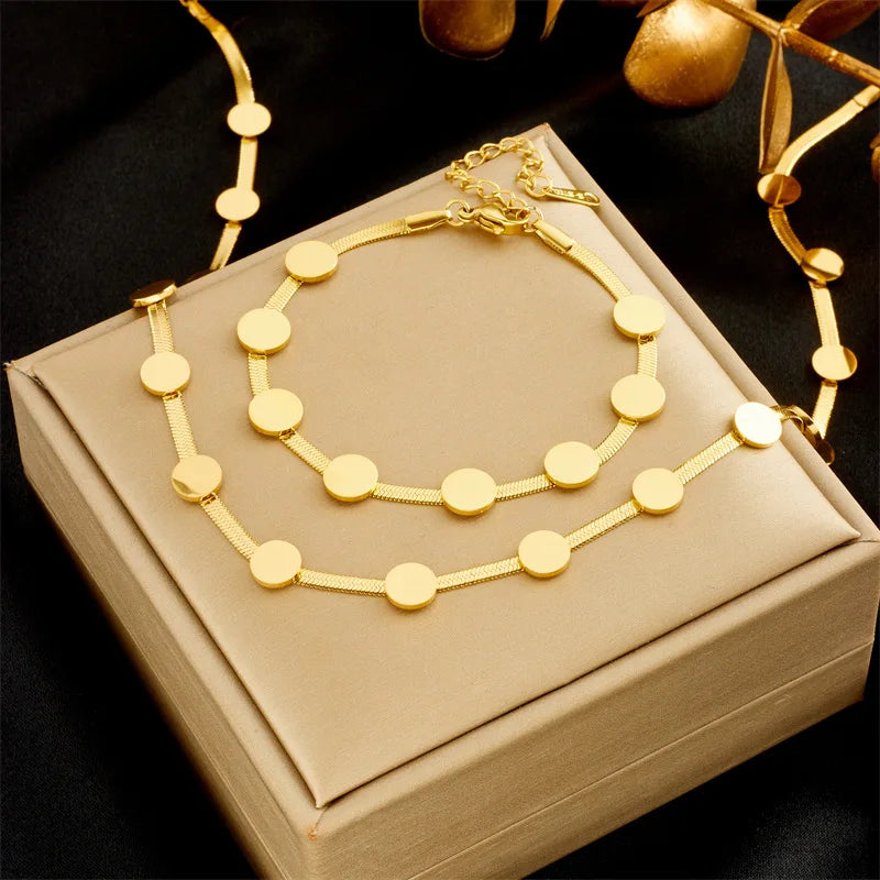 Gold Chain Necklace & Bracelet Jewellery Set | Premium Crafted Everyday Luxury Set
