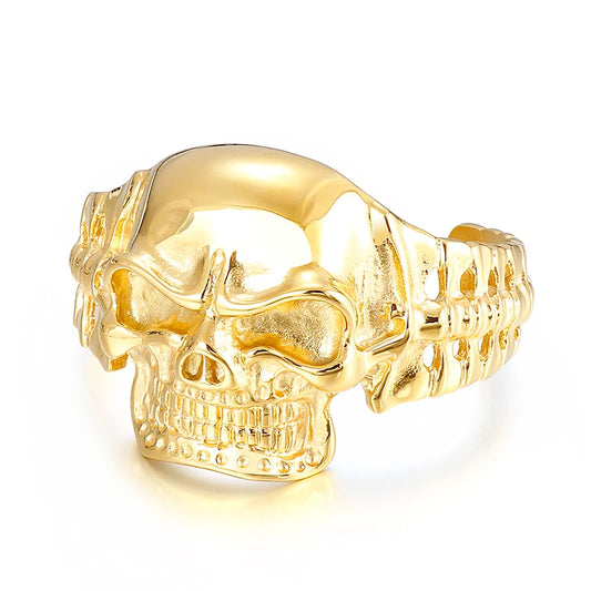 KALEN Punk Stainless Steel Men Bracelet Skull Cuff Open Bangle Bracelet