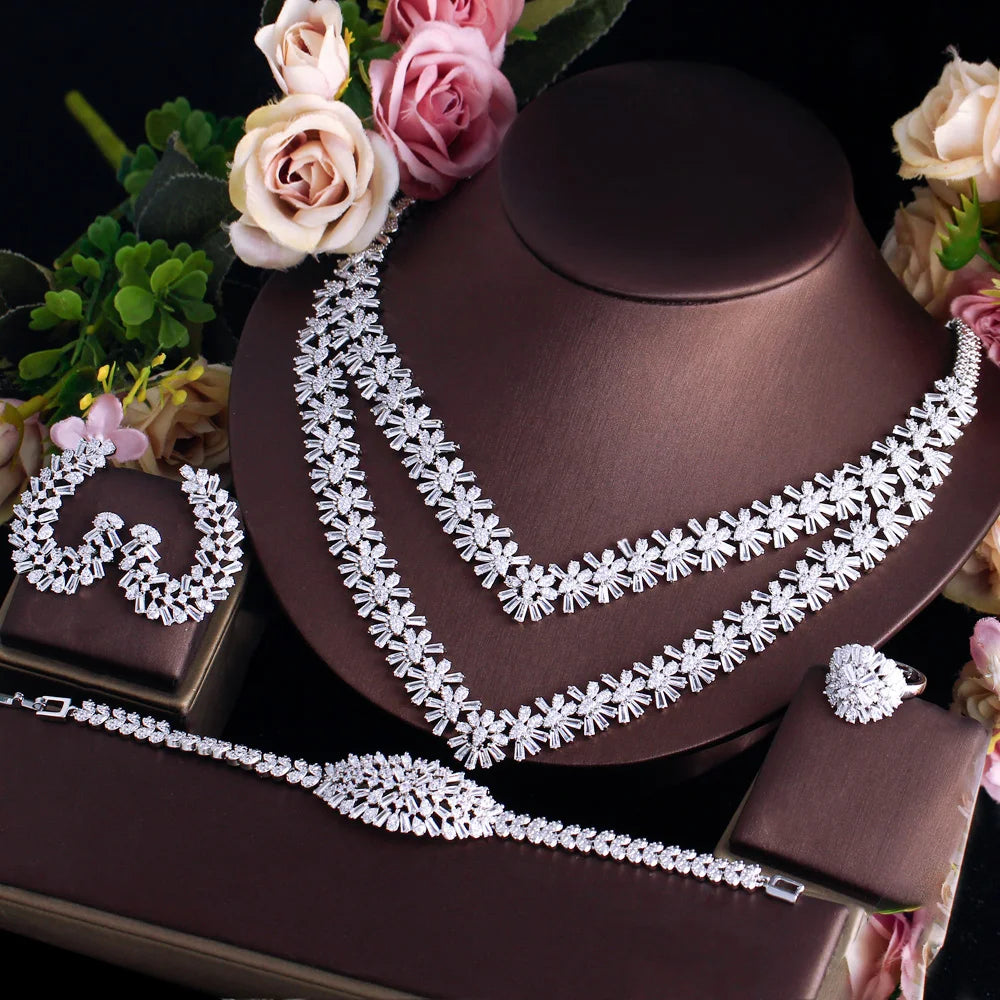 High Quality Cubic Zirconia CZ Women Jewellery 2024 Arabic Bridal Jewelry Set for Women Wedding Pakistani