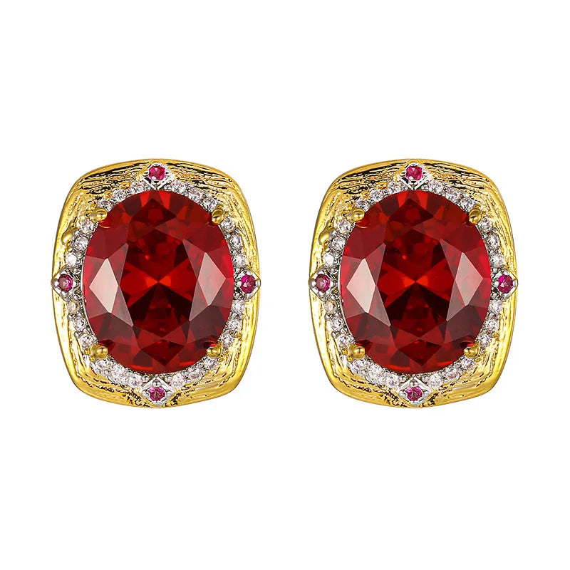 Gemfiori New Fashion Vintage Royal Elegant Jewelry Cushion Cut Purple Gem Halo Pendant Necklace Earrings Ring Luxury Party Gifts for Her