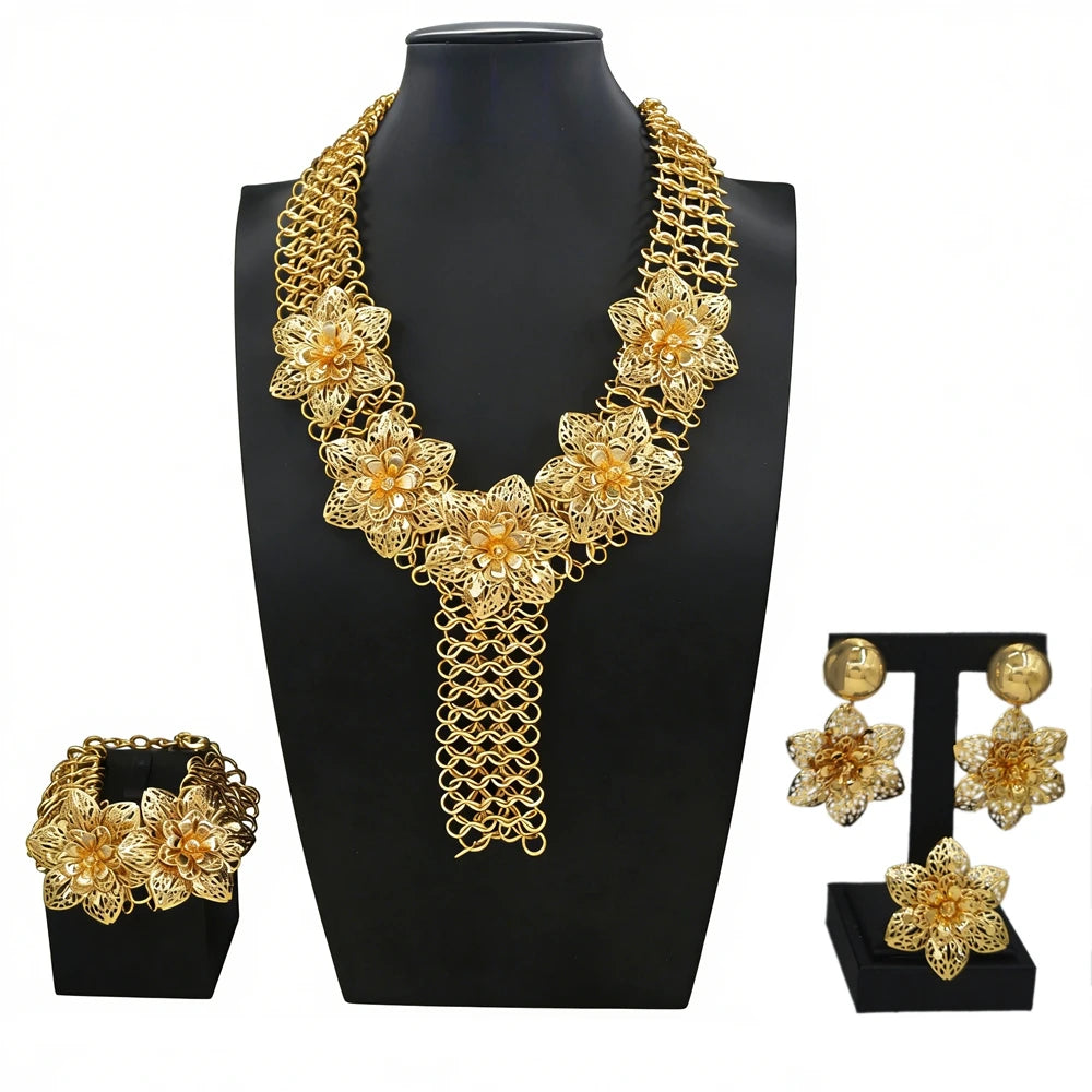Italian Jewelry Set Alloy Brazilian Jewelry Sets Wedding Party Pendant Necklace  Earrings Jewelry Set HK048422