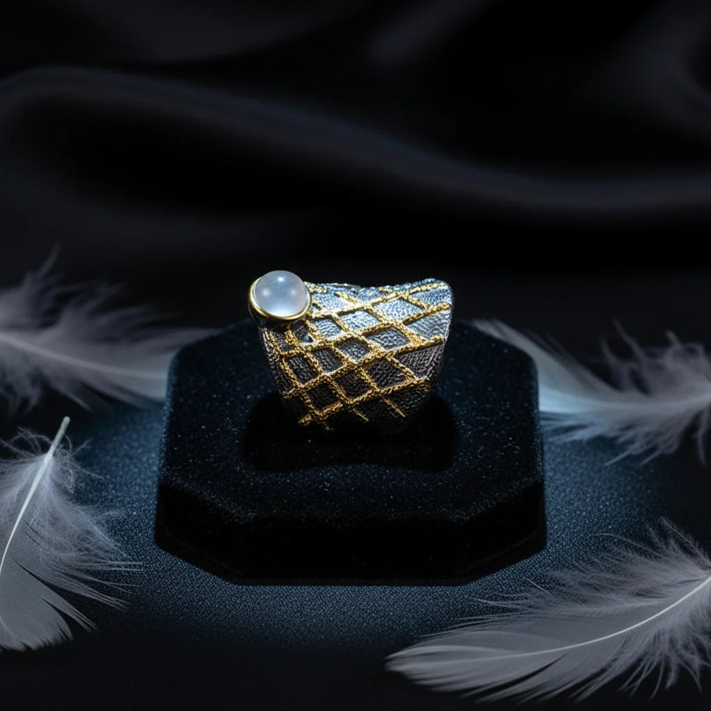 New Arrival Handmade Design 925 Sterling Silver Ring With Synthetic Moonstone