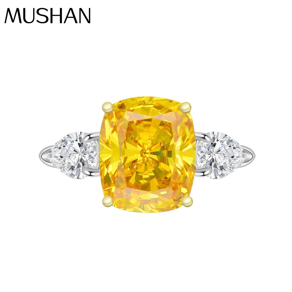 MuShan Jewelry Factory High End Simulation Diamond 10*12 Wedding Ring High Carbon Diamond 4 Carat S925 Pure Silver Ring