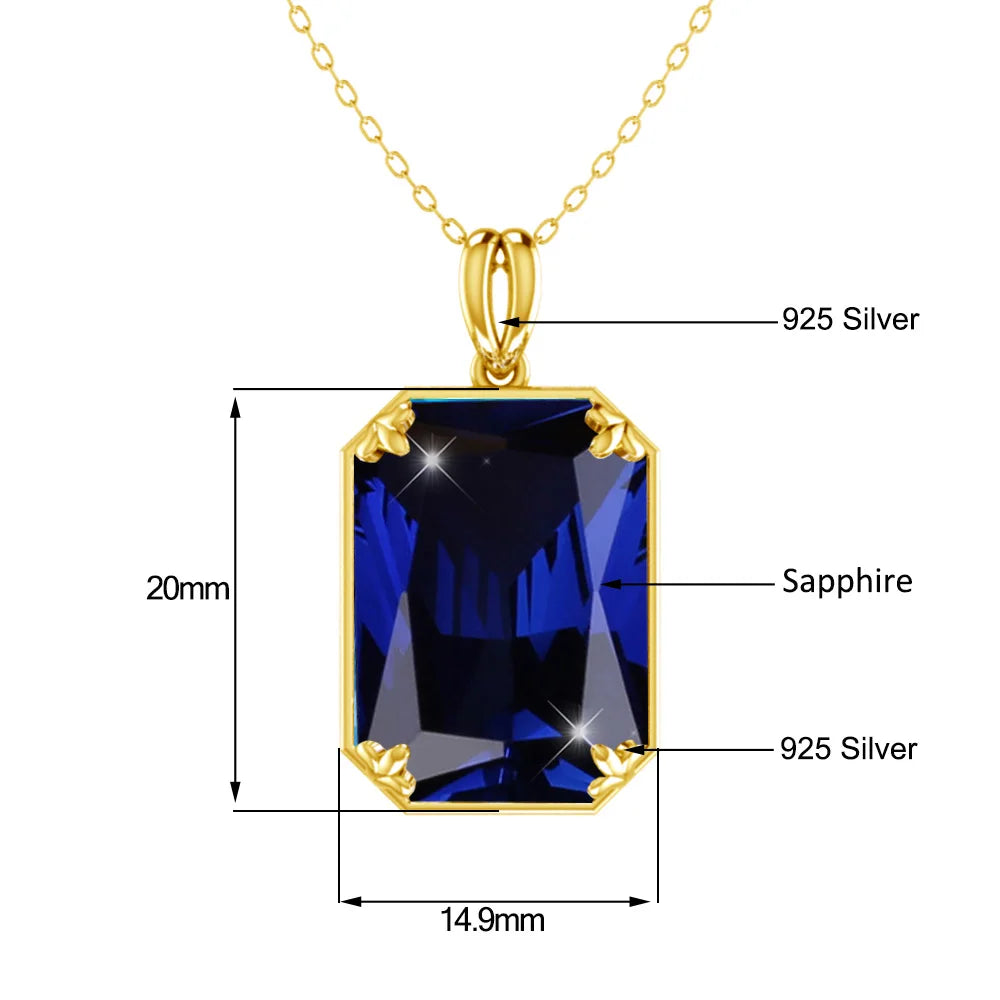 REDheart Classic British Court Jewelry Cocktail Party 925 Sterling Silver Plated 18K Gold Emerald Sapphire Pendant Necklace