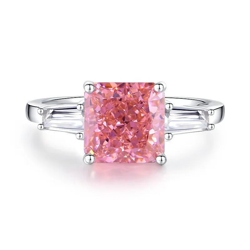 Wholesale Waterproof 5A 8A Pink Cubic Zirconia Rings 925 Sterling Silver OEM ODM Custom Factory Direct Ring Jewelry Manufacturer