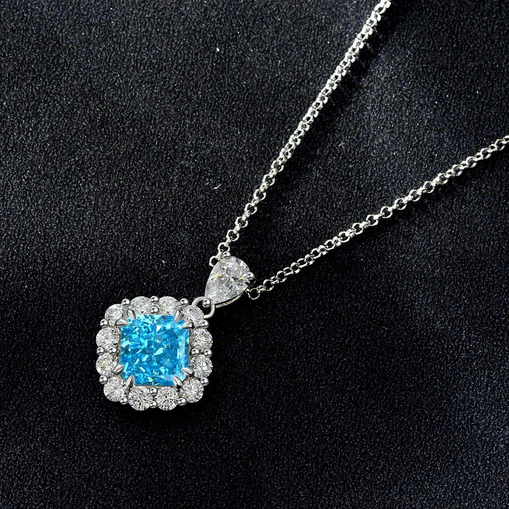 MUSHAN Jewelry Factory 925 Silver 2 Carat Square 7*7 High Carbon Diamond Pendant Is Selling Well in Europe and America