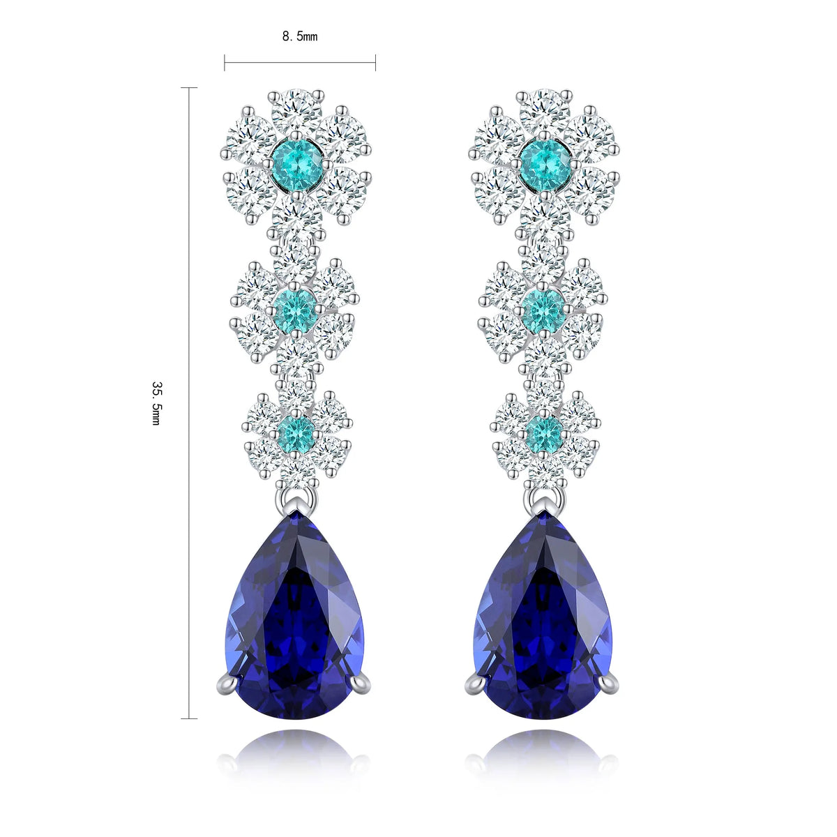 Gemfiori Anster High Quality S925 Lab Grown Sapphire Earring Stud Dainty Gemstone Stud Earrings for Women Daily Wear Gift