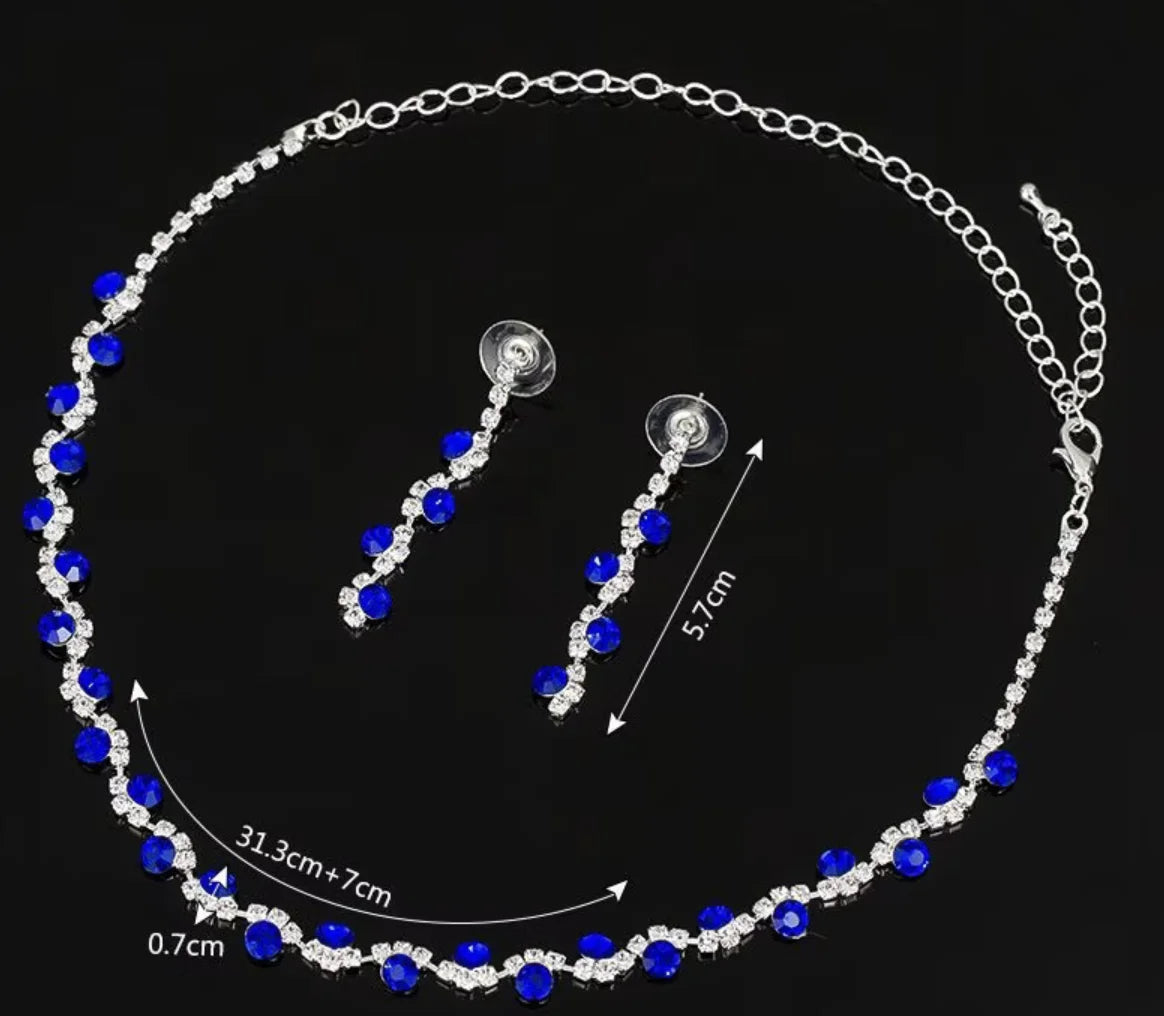 Fashion the Latest Bridal Jewelry Set Rhinestone Necklace Earrings Set Famous Designer Jewelry Set
