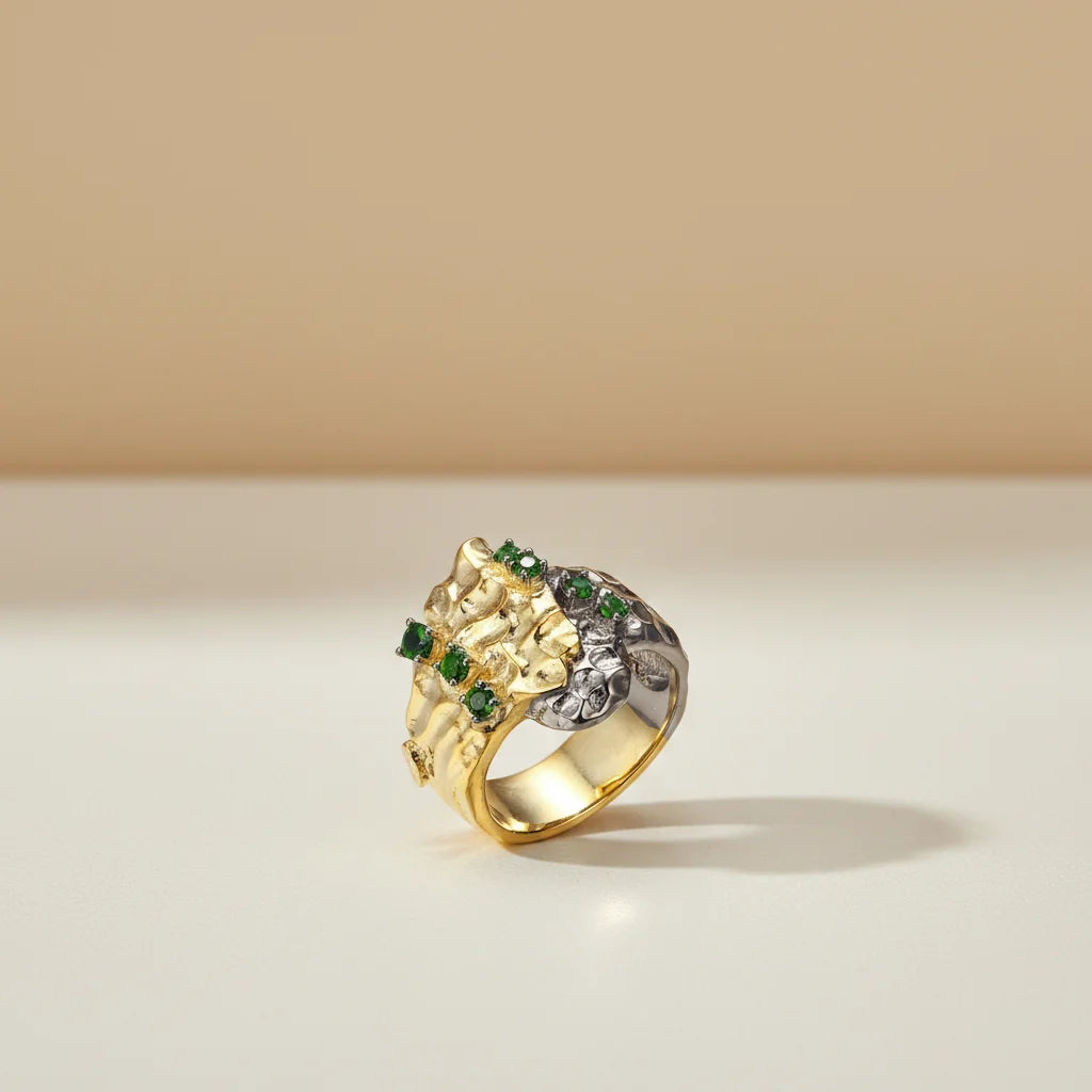 Plated Green Diopside Wedding Gold Professional Custom Production Silver Handmade Vintage 925 Sterling Silver Ring