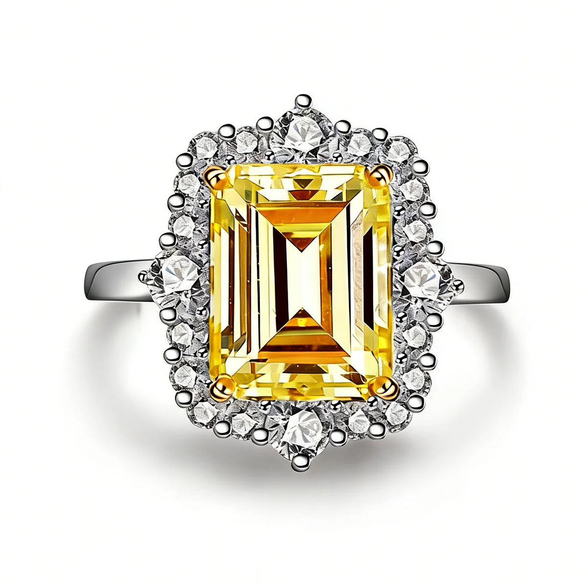 Trendy 925 Sterling Silver 5A 8A Yellow Cubic Zirconia Ring for Women Engagement Promise Bride Rings Customized Jewelry Supplies