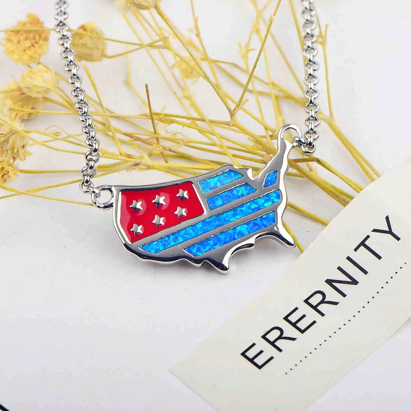 Flag Shape Opal Pendant Necklace | Gold Plated Brass Copper Alloy | Christian TikTok Ins Fashion Sporty Style | for Party