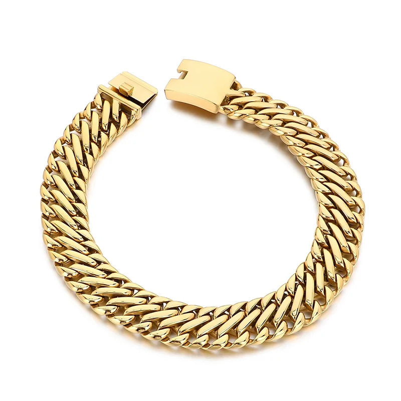 REBEL Unisex Vintage Stainless Steel Original Links 17cm Bracelet&40cm Necklace Jewelry Set