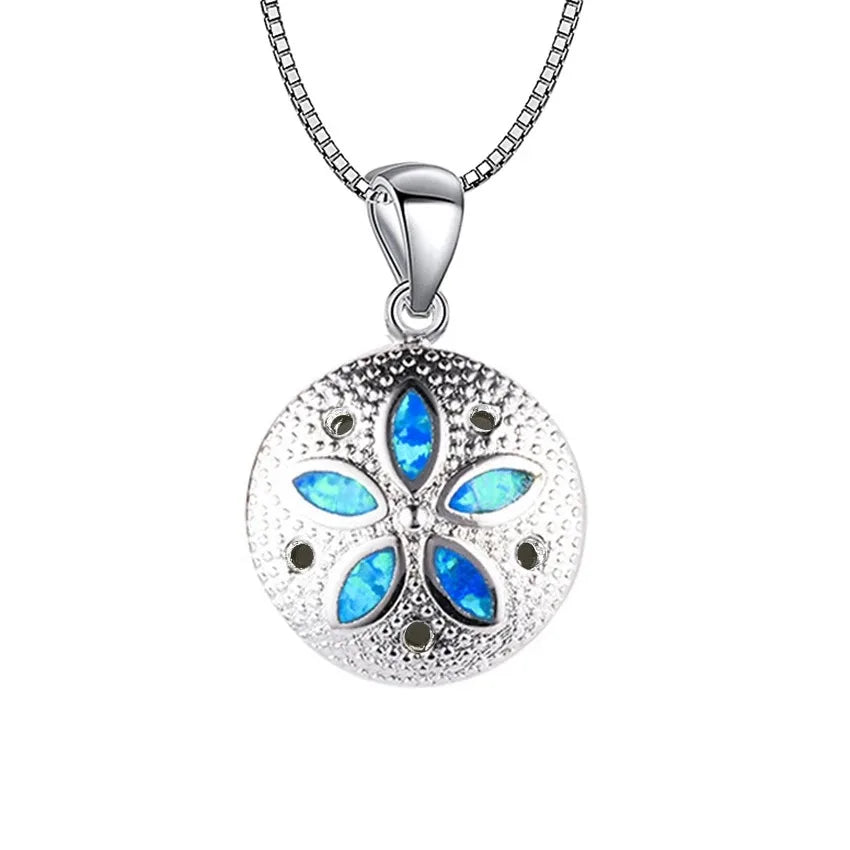 Fashion Opal Statement Necklace | New Design Sand Dollar Pendant Gemstone Jewelry Bulk