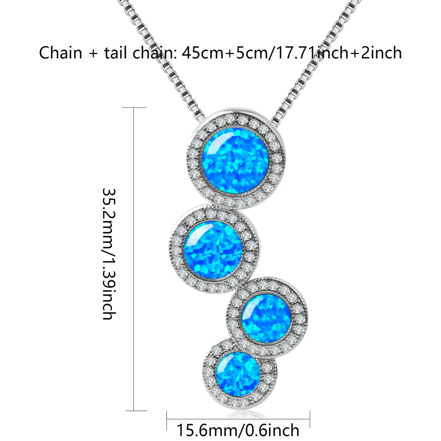 Geometric Christian Copper Alloy Silver Plated Box Chain Opal Lariat Necklace for Women-Gift Aobao
