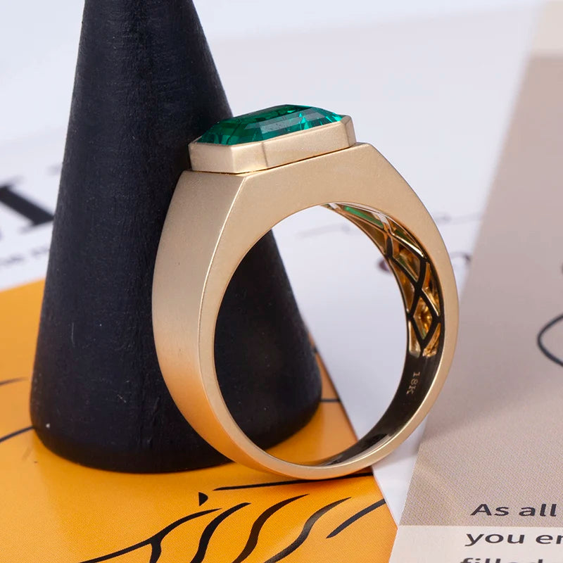 MSR-732 18k Gold Custom  Men  Fashion 10.48mm*10.48mm Asscher Cut Emerald  Ring