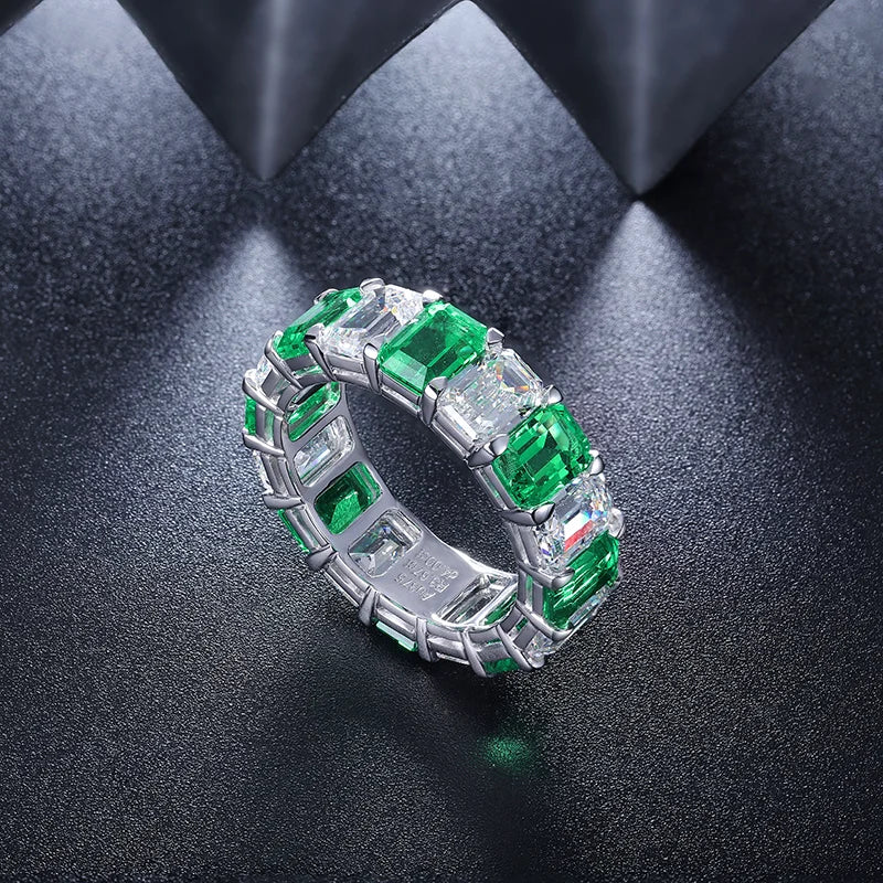 Gemfiori Anster 5*4.5mm 3.67ct Lab Emerald Ring Option 925 Sterling Silver 9K 14K 18K Gold Material Free Size for Gift Party Anniversary