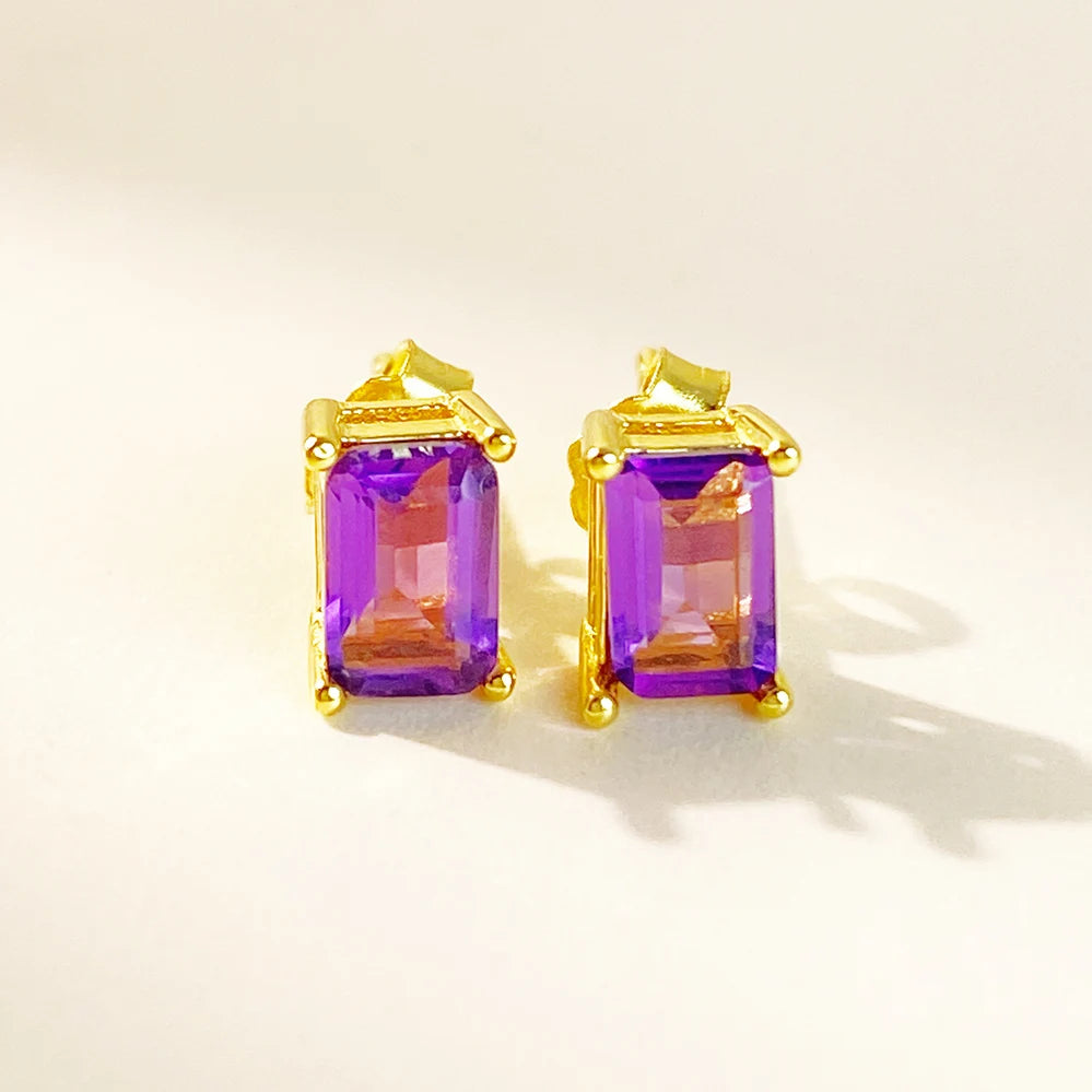 Gioiellieri Custom Fashion Cute Earrings for Girls Summer Natural Amethyst Design Inspired 925 Sterling Silver Gold for Anniversary Gift