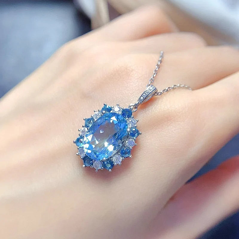 Gioiellieri Sterling 925 Silver Rhodium Plated Natural Topaz Luxury Trendy Custom Indian Birthstone Jewelry Pendant for Women