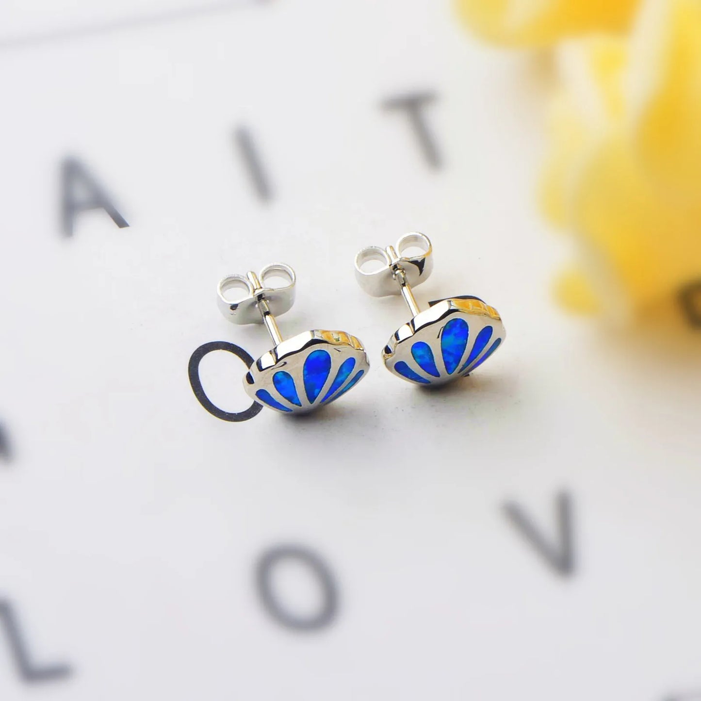 Aobao Bohemian Silver Plated Opal Animal Shape Stud Earrings