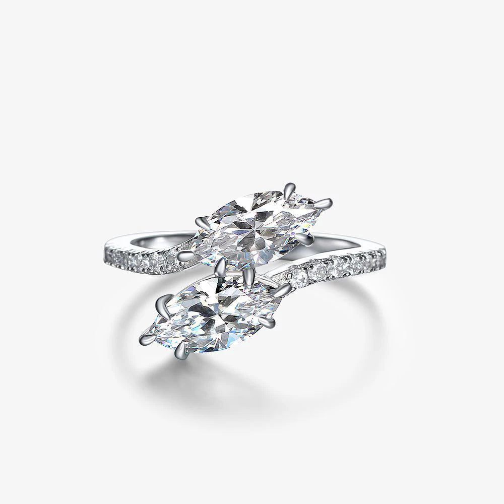 MuShan Jewelry Factory 2026 New Model S925 Silver 5*10 Marquise Opening Simple 0.75 Carat Ring