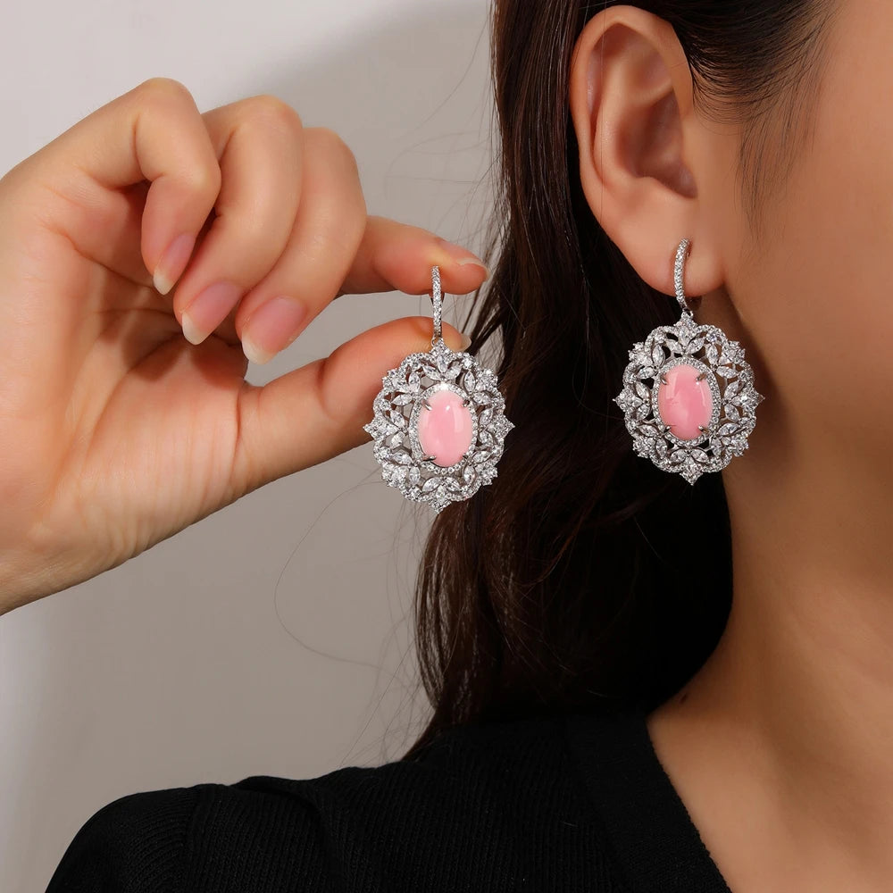 MUSHAN Jewelry Factory S925 Sterling Silver Earrings High End Electroplated Gold High Carbon Diamond Queen Shell Earrings