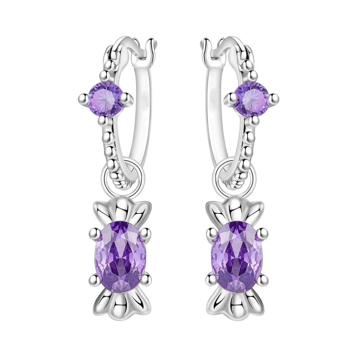 S&S Silver Plated Zircon Heart Drop Earrings | 9 Colours