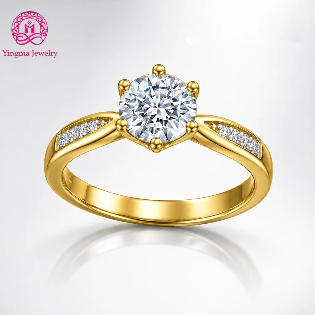 Gioiellieri Radiant Lab Grown Diamond Ring 1CT D VVS1 Round Brilliant Cut 9K 10K 14K 18K White/Yellow/Rose Gold PT950 Ladies Fashion Jewelry