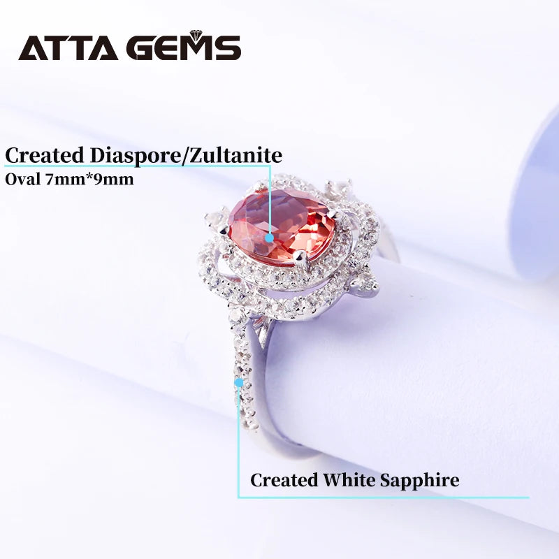 Zultanite Jewelry Sets 925 Sterling Silver Created Diaspore Dangle Earrings Ring Yellow Gold Color Change Gemstone Women's