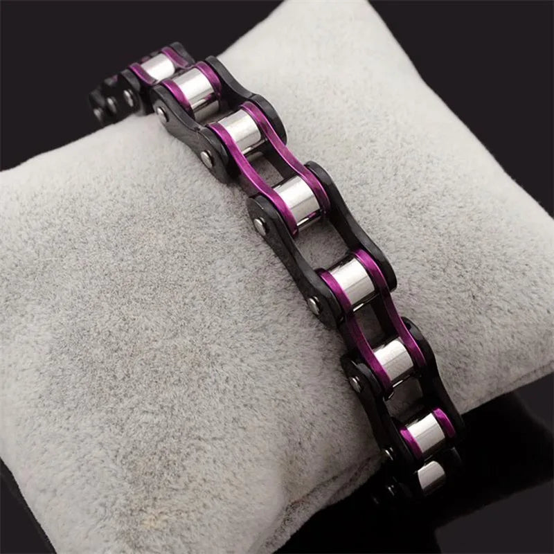 REBEL Stainless Steel Punk Style Geometric Chain Link Bracelet Rock Roll Motorcycle Bicycle Styles Matte Finis