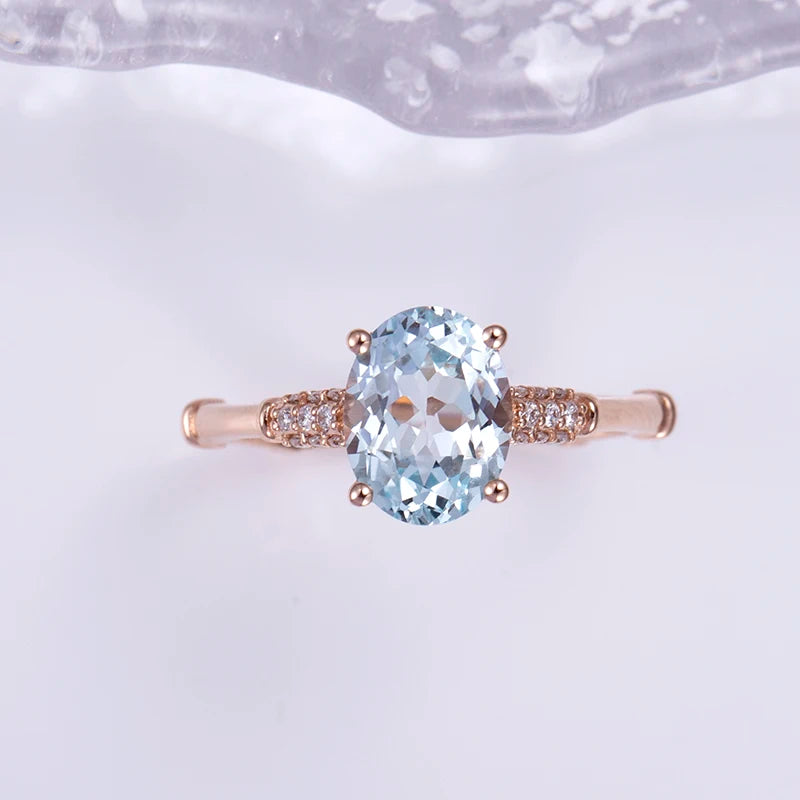 MSR-1228 Customized Jewelry 18K Rose Gold 7*9mm  Oval Lab Grow Gemstone Ring