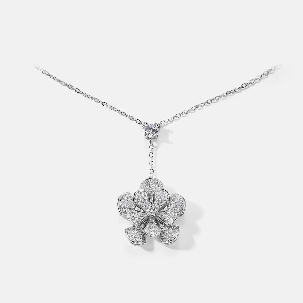 MUSHAN Rhodium Plated S925 Sterling Silver Necklace High End Women Jewelry With Electroplated Gold and High Carbon Diamonds