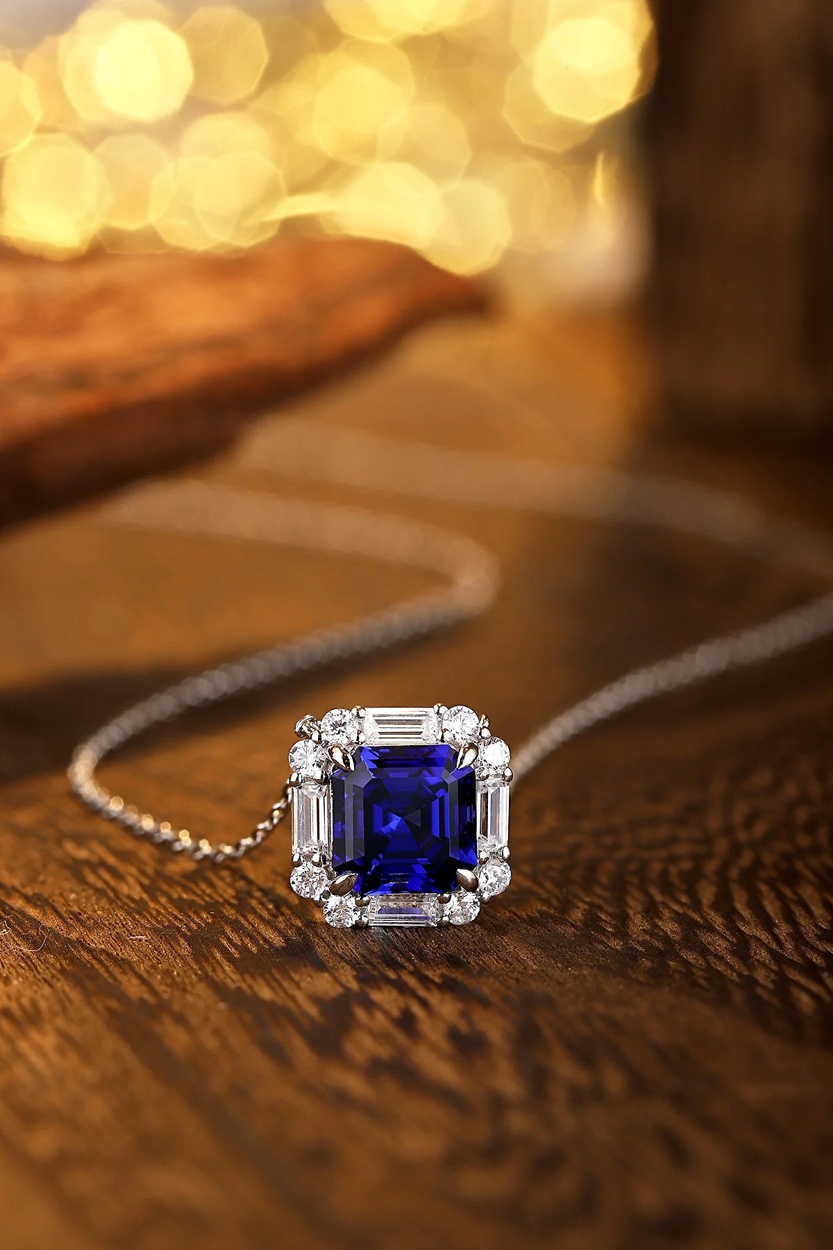 Gemfiori Anster 925 Sterling Silver High-quality Cultivated Sapphire Necklace - Suitable for Parties or As a Gift