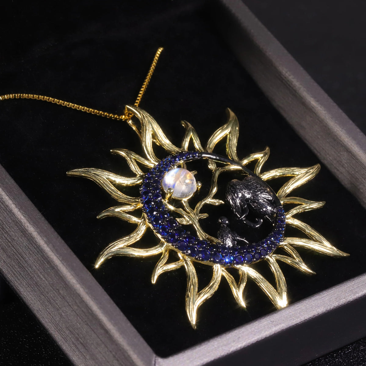 ArtistA C8096 Abiding Factory Designer Handmade Elephant Sun 925 Silver Inspiration Inspired Moonstone Charms Pendant for Jewelry Making