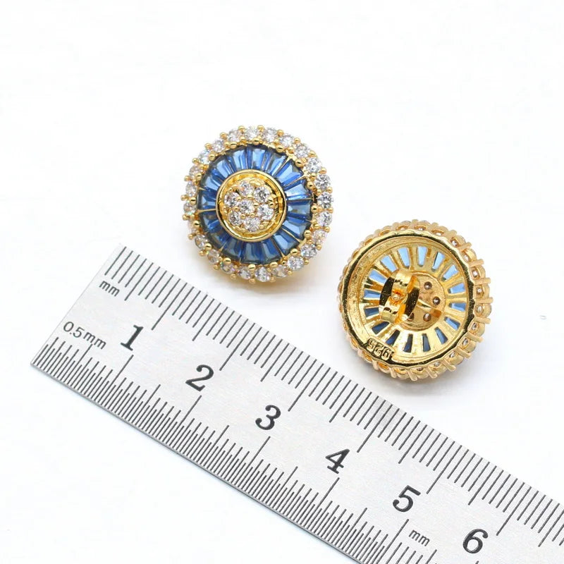 XOTICA New Design Gold Jewelry Set for Women Blue Crystal Stud Earrings Necklace Pendant Ring Bracelet Wedding Gift Box Zircon Main
