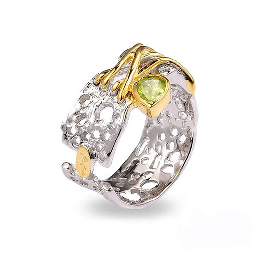 Women's Vintage Natural Peridot 925 Sterling Silver Jewelry Ring Factory