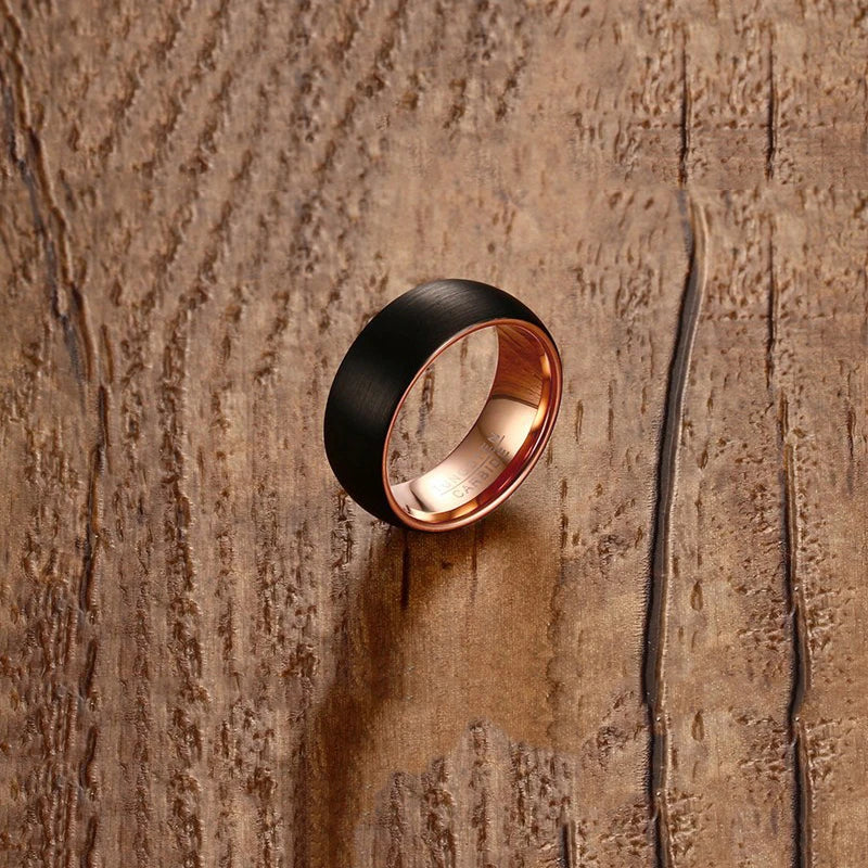 NEWLiFE REBEL Contrast Arc 8mm Ring in Tungsten