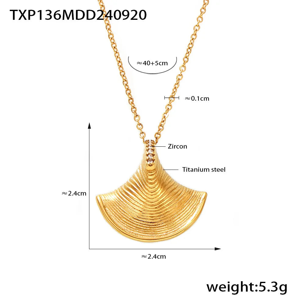 Vintage Geometric Zircon & Pearl Pendant Necklace & Earrings | Gold Plated Stainless Steel Fashion Set