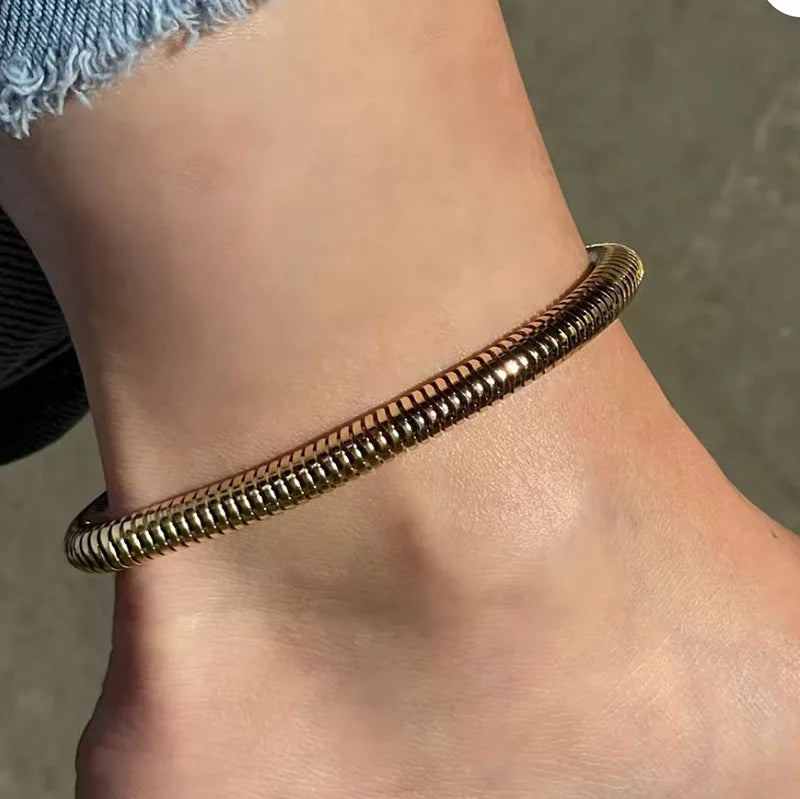 Trendy Stainless Steel Anklet 5MM Round Snake Chain Fashion Girl's Ankle Bracelet Chain