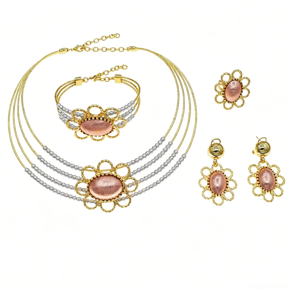 Italian Jewelry Set Alloy Brazilian Jewelry Sets Wedding Party Pendant Necklace Bracelet Ring Earrings Jewelry Set  HS2603925