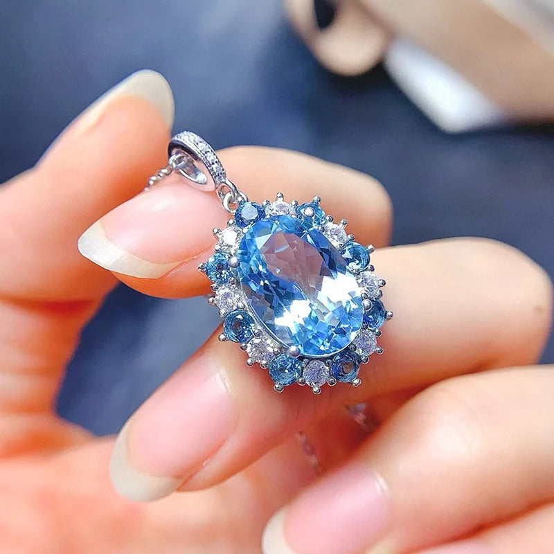 Gioiellieri Sterling 925 Silver Rhodium Plated Natural Topaz Luxury Trendy Custom Indian Birthstone Jewelry Pendant for Women
