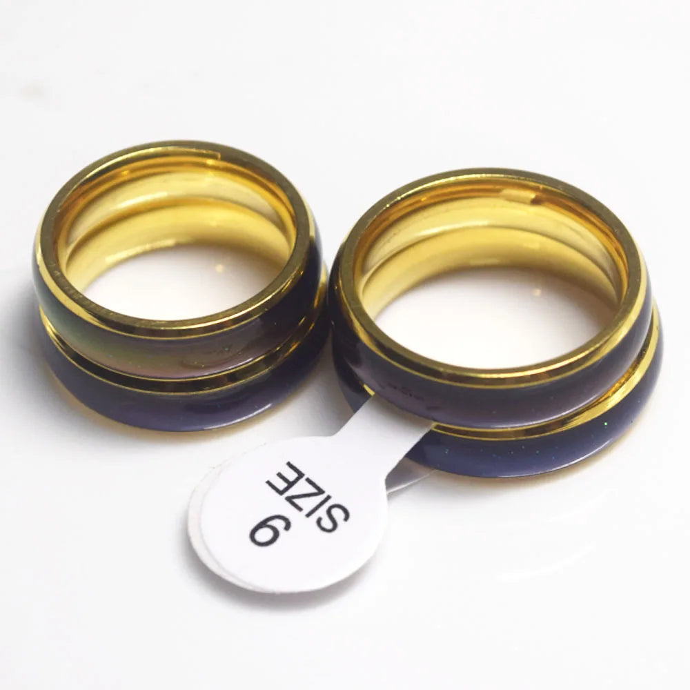 Stainless Steel Mood Ring Colors Changes As Temperature Changing Finger Rings