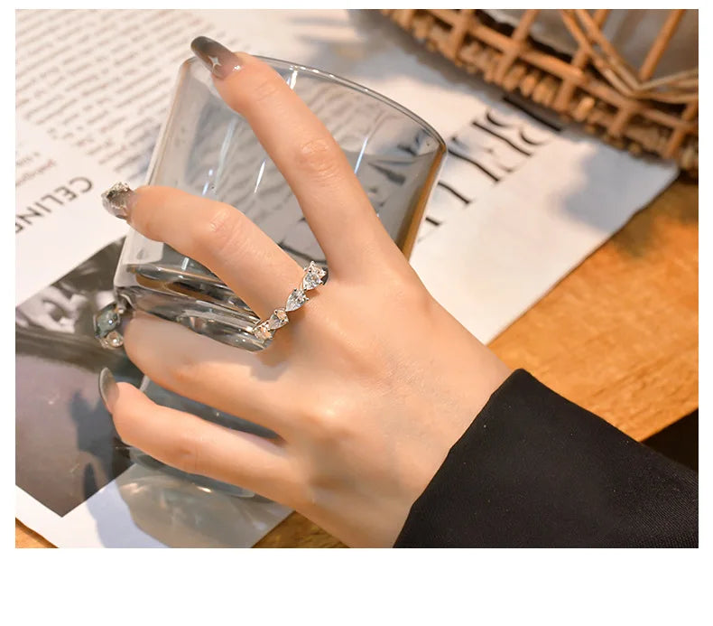 MuShan Jewelry FactoryNew 4 * 6 Water Drop Ring Set with 8A High Carbon Diamond 925 Silver Diamond Ring High End Silver Jewelry