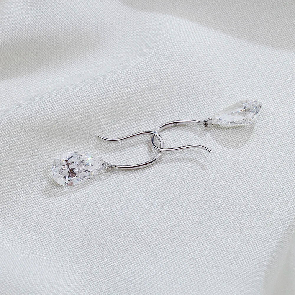Gemfiori MSE-840 9K Solid Gold With 1ct Each Loose Lab Grown Diamond Pear Cut Solitaire Earring Hop Sale Gold Gemfiori Price