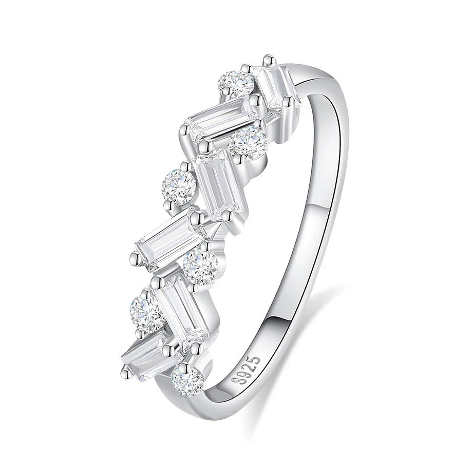 Wholesale Bulk Women 925 Sterling Silver Zirconia Moissanite Wedding Band Engagement Rings Fine Jewelry OEM ODM Manufacturer